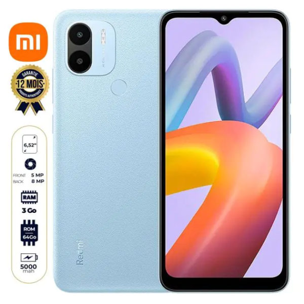 Xiaomi Redmi A2 Plus - 64 Go/3Go RAM - 6.52" - 8MP - 2 Nano SIM - 5000mAh - Garantie 12 Mois